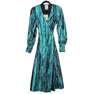 Black Coral Dress Womens 38 Blue Metallic Maxi Formal NWT